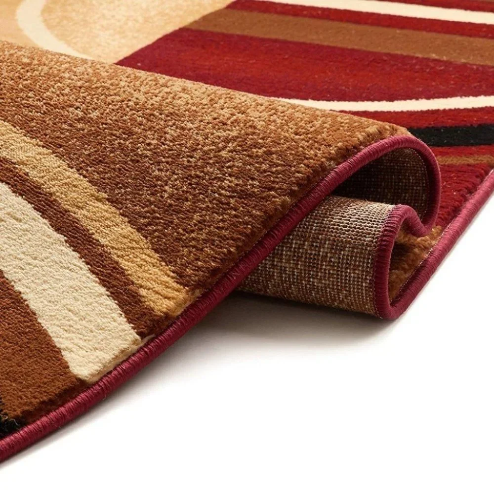 Deco Rings Red Geometric Modern Casual Area Rug